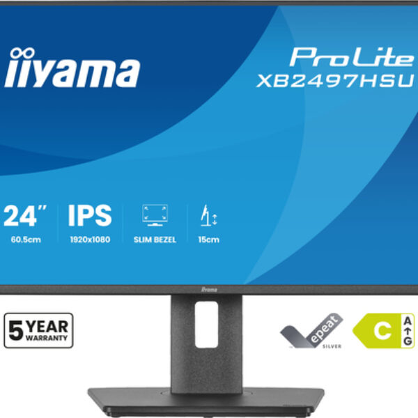 iiyama ProLite XB2497HSU-B1 monitor komputerowy 60,5 cm (23.8") 1920 x 1080 px Full HD LED Czarny