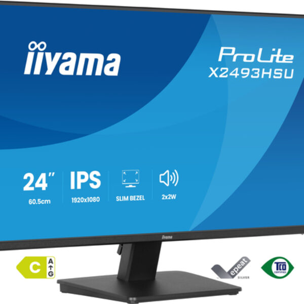 iiyama ProLite X2493HSU-B1 monitor komputerowy 60,5 cm (23.8") 1920 x 1080 px Full HD LED Czarny