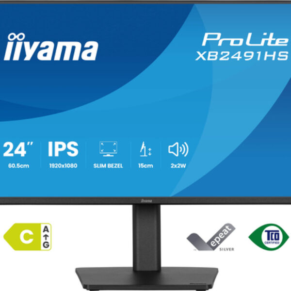iiyama ProLite XB2491HS-B1 monitor komputerowy 60,5 cm (23.8") 1920 x 1080 px Full HD LCD Czarny