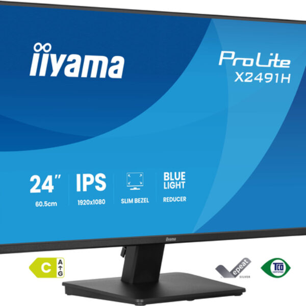 iiyama ProLite X2491H-B1 monitor komputerowy 60,5 cm (23.8") 1920 x 1080 px Full HD LCD Czarny