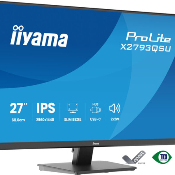 iiyama ProLite X2793QSU-B1 monitor komputerowy 68,6 cm (27") 2560 x 1440 px Quad HD LED Czarny