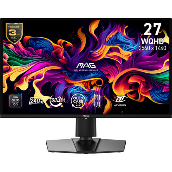 MSI MAG 274QP QD-OLED X24 monitor komputerowy 67,3 cm (26.5") 2560 x 1440 px Wide Quad HD Czarny